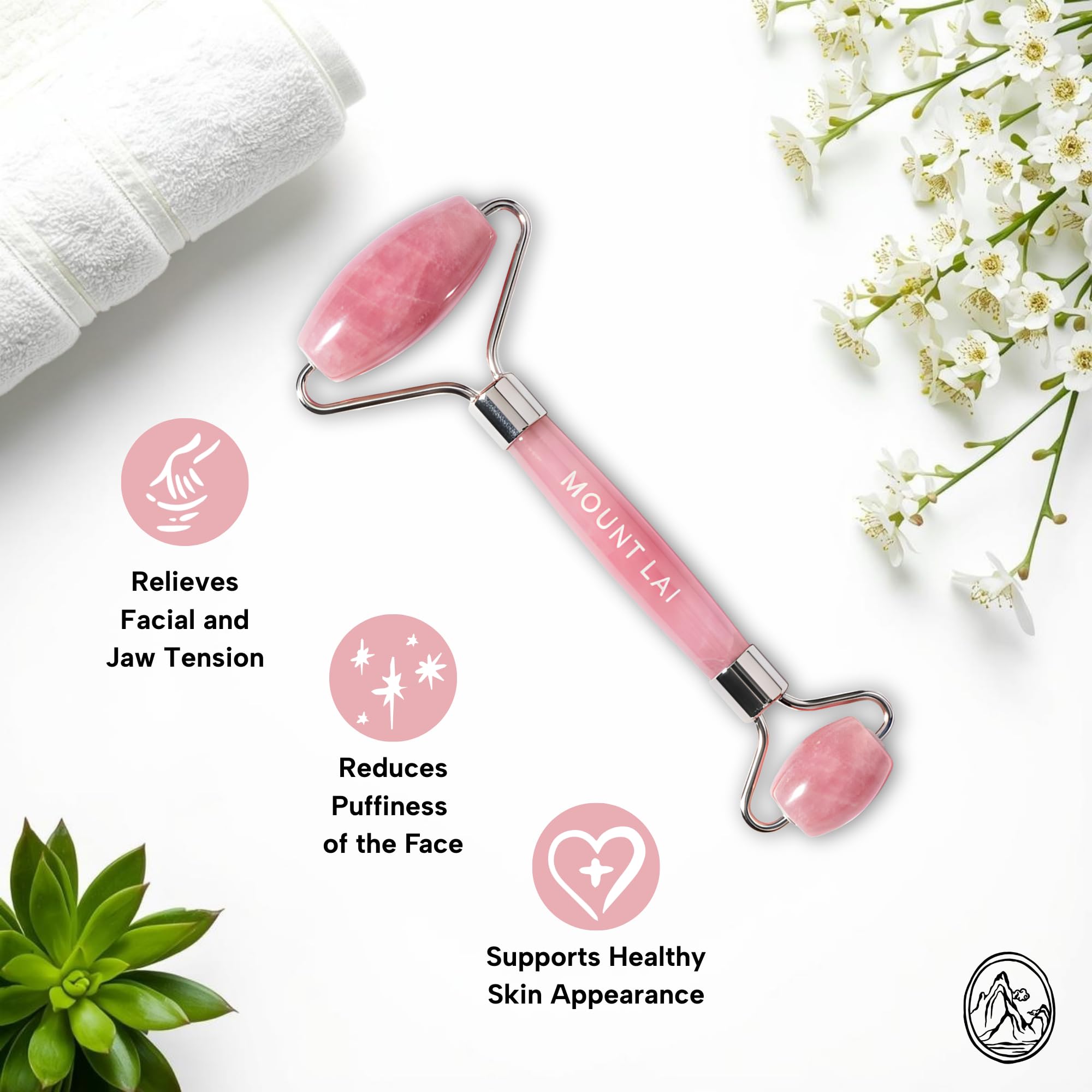Mount Lai roller on jawline and neck to promote smooth sensation
