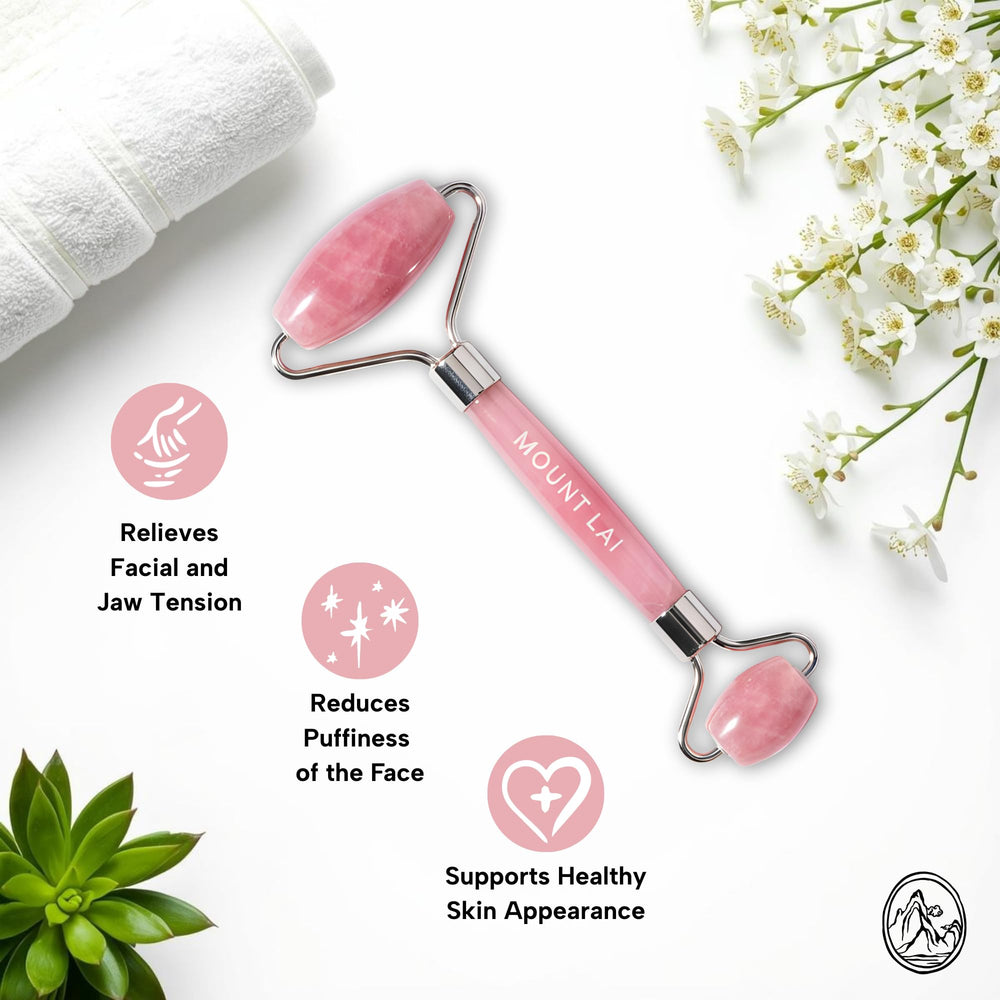 Mount Lai roller on jawline and neck to promote smooth sensation