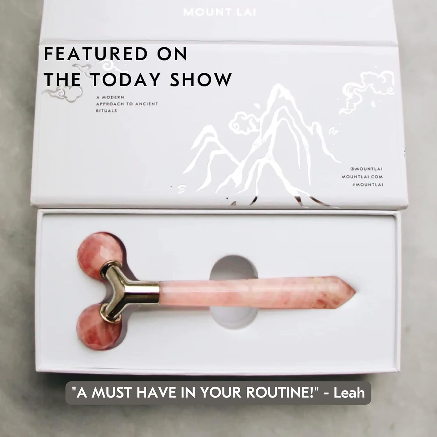 Mount Lai tension-melting massager shimmering rose quartz for calming rituals.