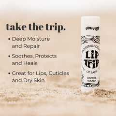 Lanolin-beeswax-coconut lip balm tube providing deep moisture.