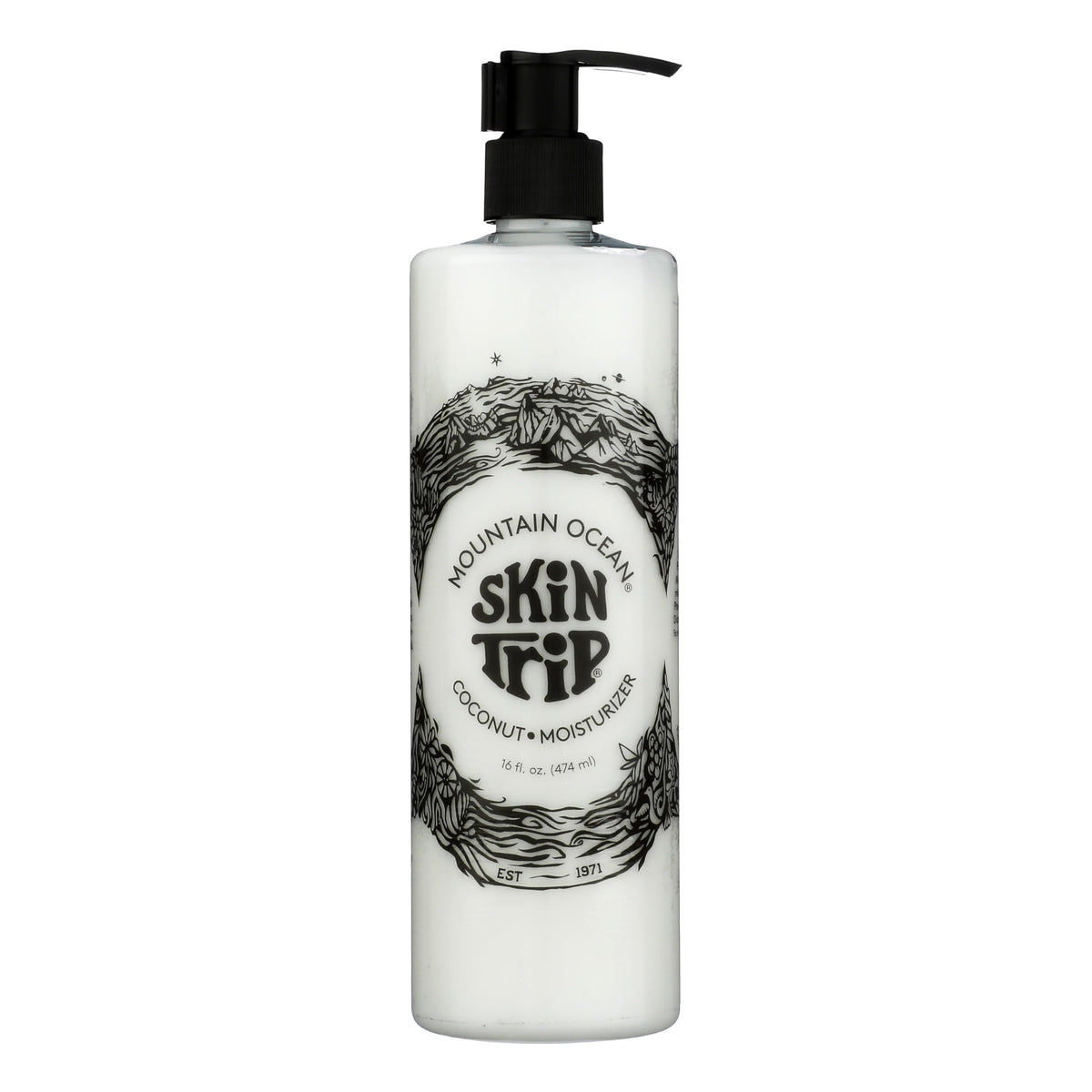 Mountain Ocean Skin Trip Coconut Body Lotion pump bottle for fast hydration.