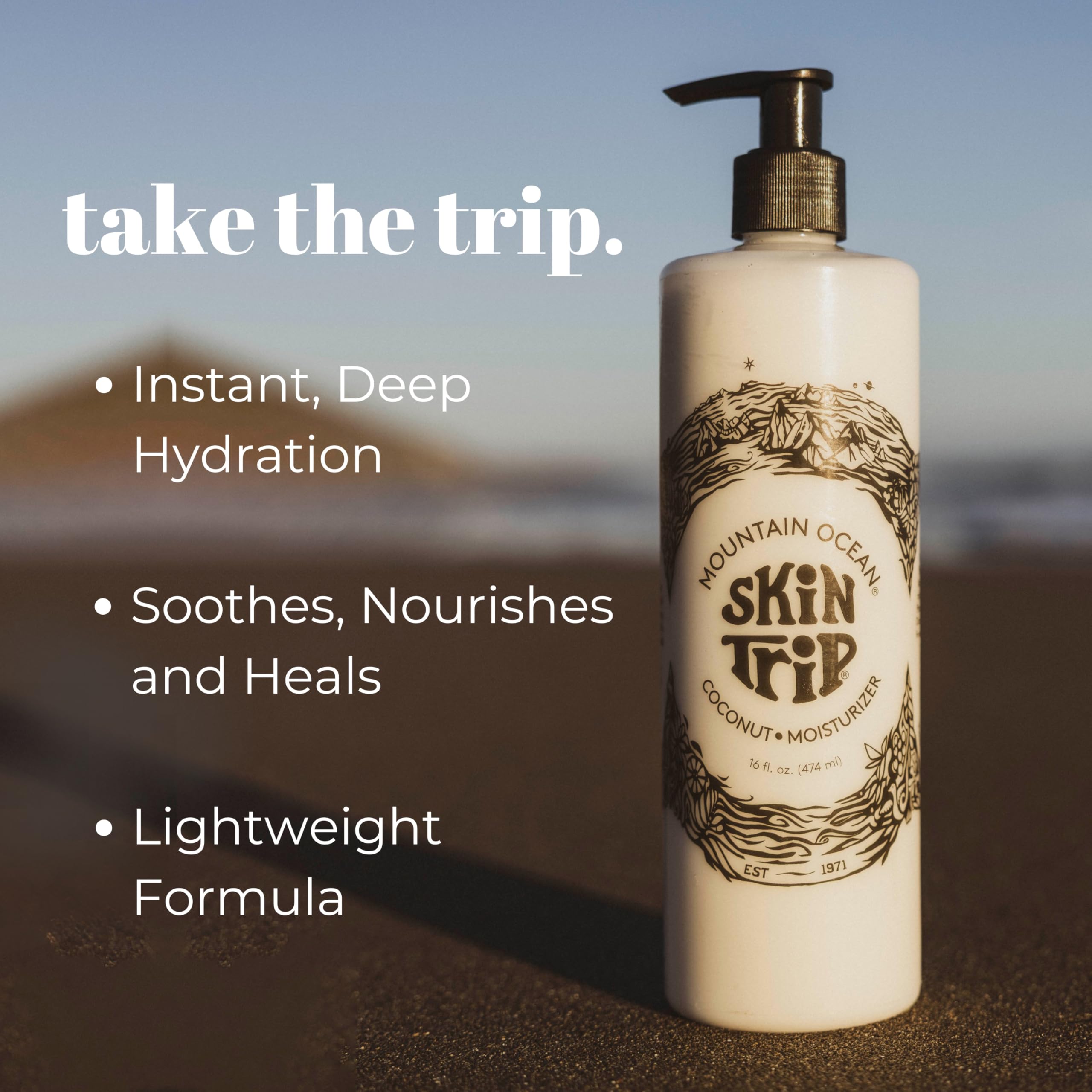 Mountain Ocean Skin Trip Coconut Body Lotion texture on hand showing quick absorption.