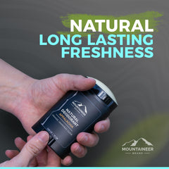 Mountaineer Brand aluminium-free deodorant closeup highlights clean, chemical-free protection.