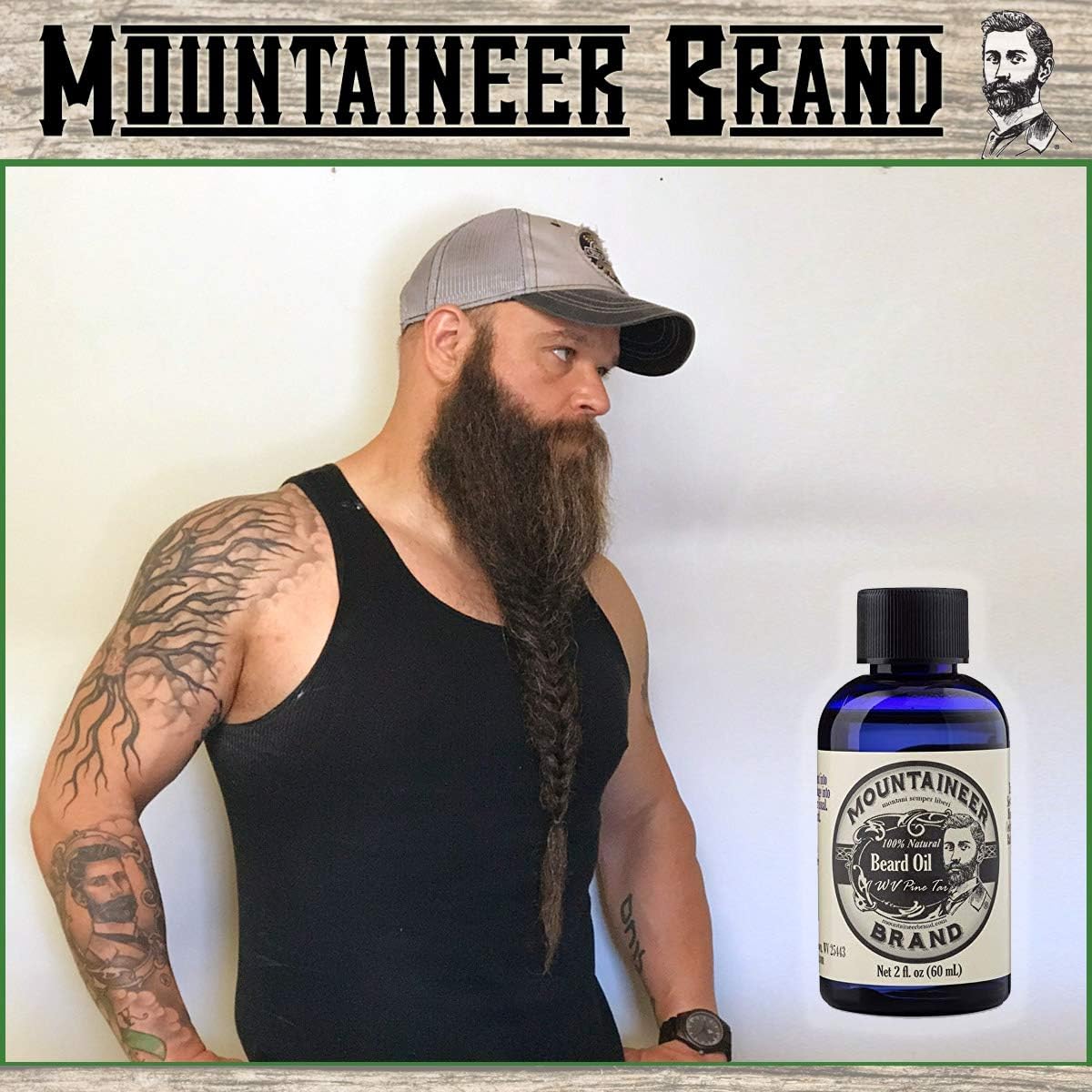 Mountaineer Brand Natural Beard Oil Pine Tar application offers smooth, tangles-free grooming.