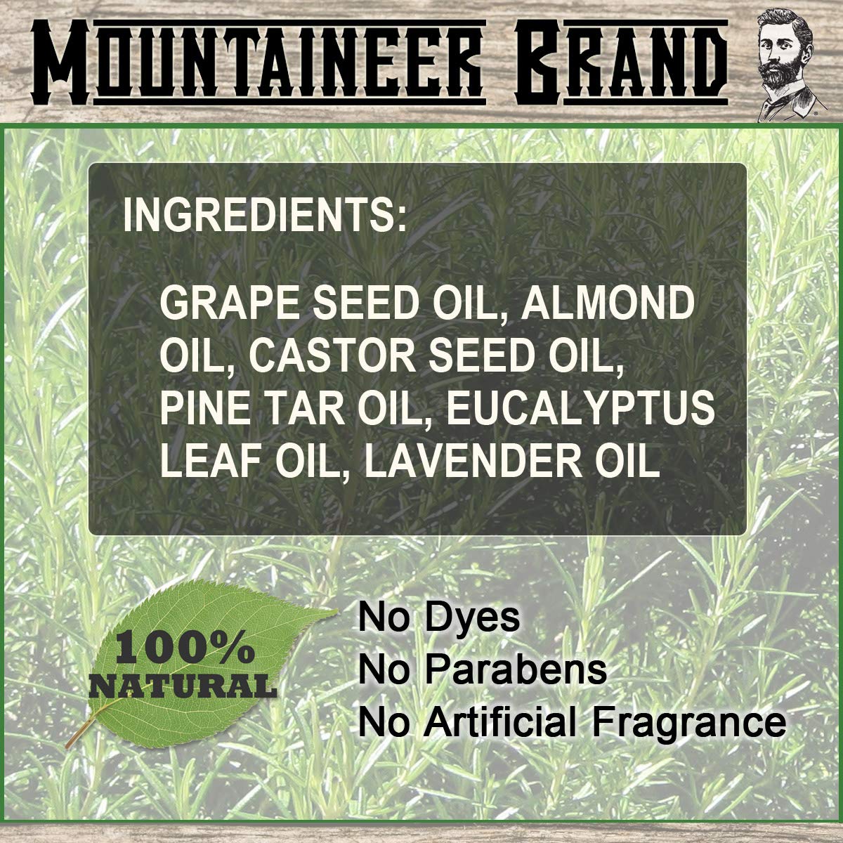 Mountaineer Brand Pine Tar beard oil packaging highlights compact design for travel and daily use.