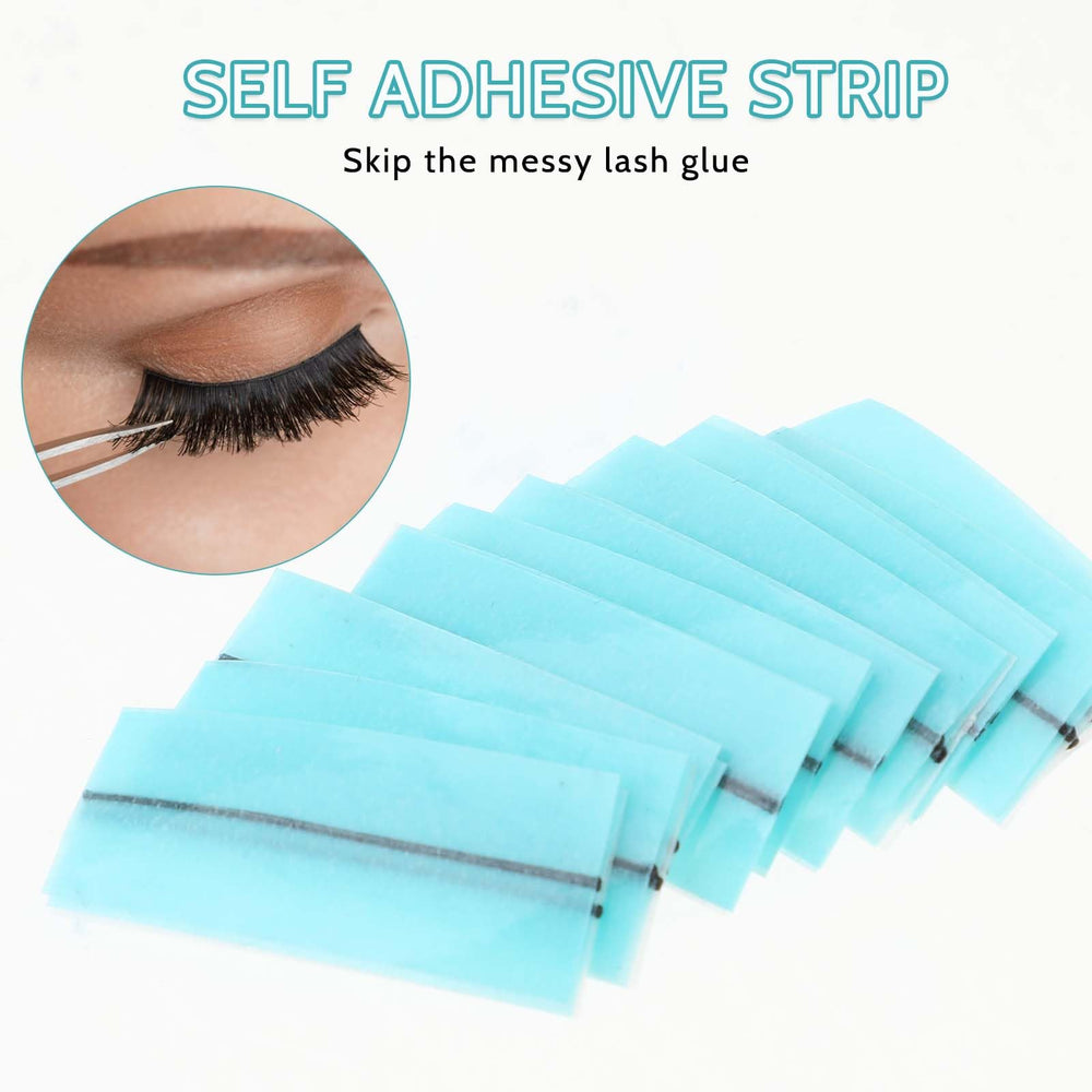 Mozeat Lens self-adhesive eyelash tape box back shows contents and quantity.