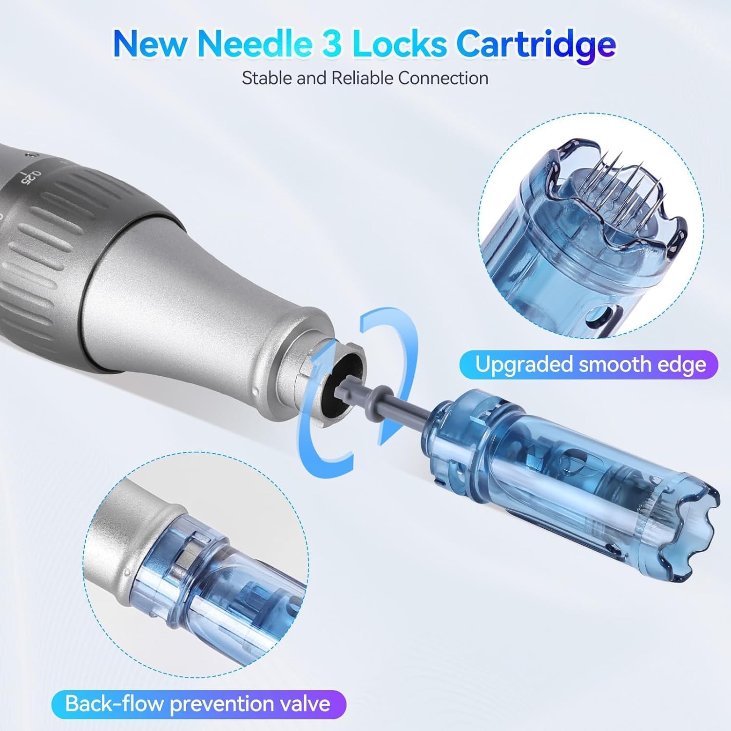 Close-up of MPK microneedling tips showing non-invasive design for safe use.