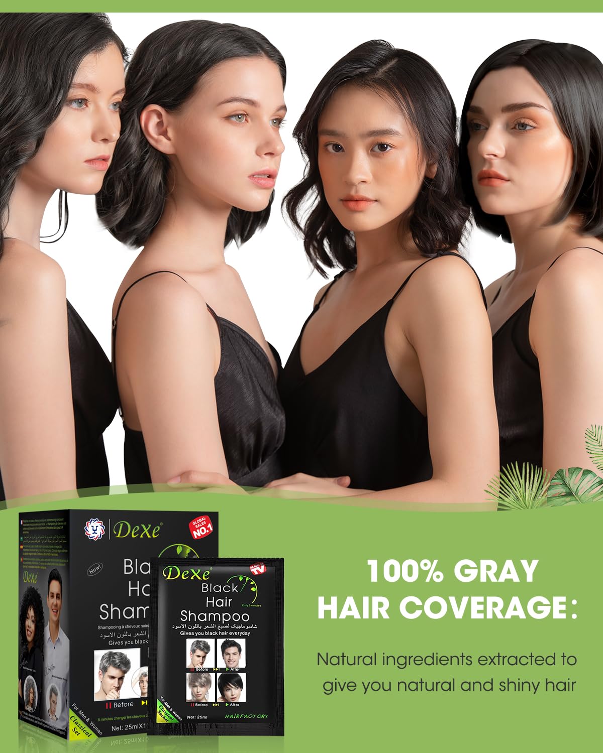 Formule adaptée à tous types de cheveux pour un noir naturel