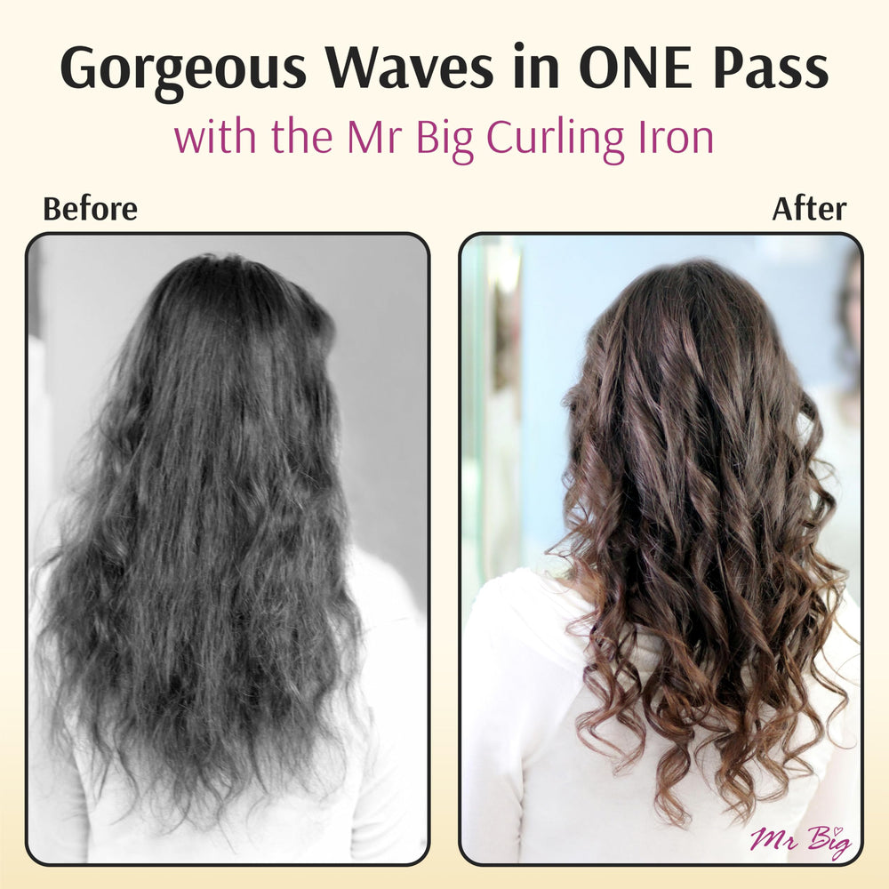 Mr Big anti-frizz ceramic barrel helps control flyaways and shine