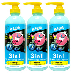 Mr. Bubble Berry Smooth 3in1 bottle for quick, gentle cleanse of hair and skin.
