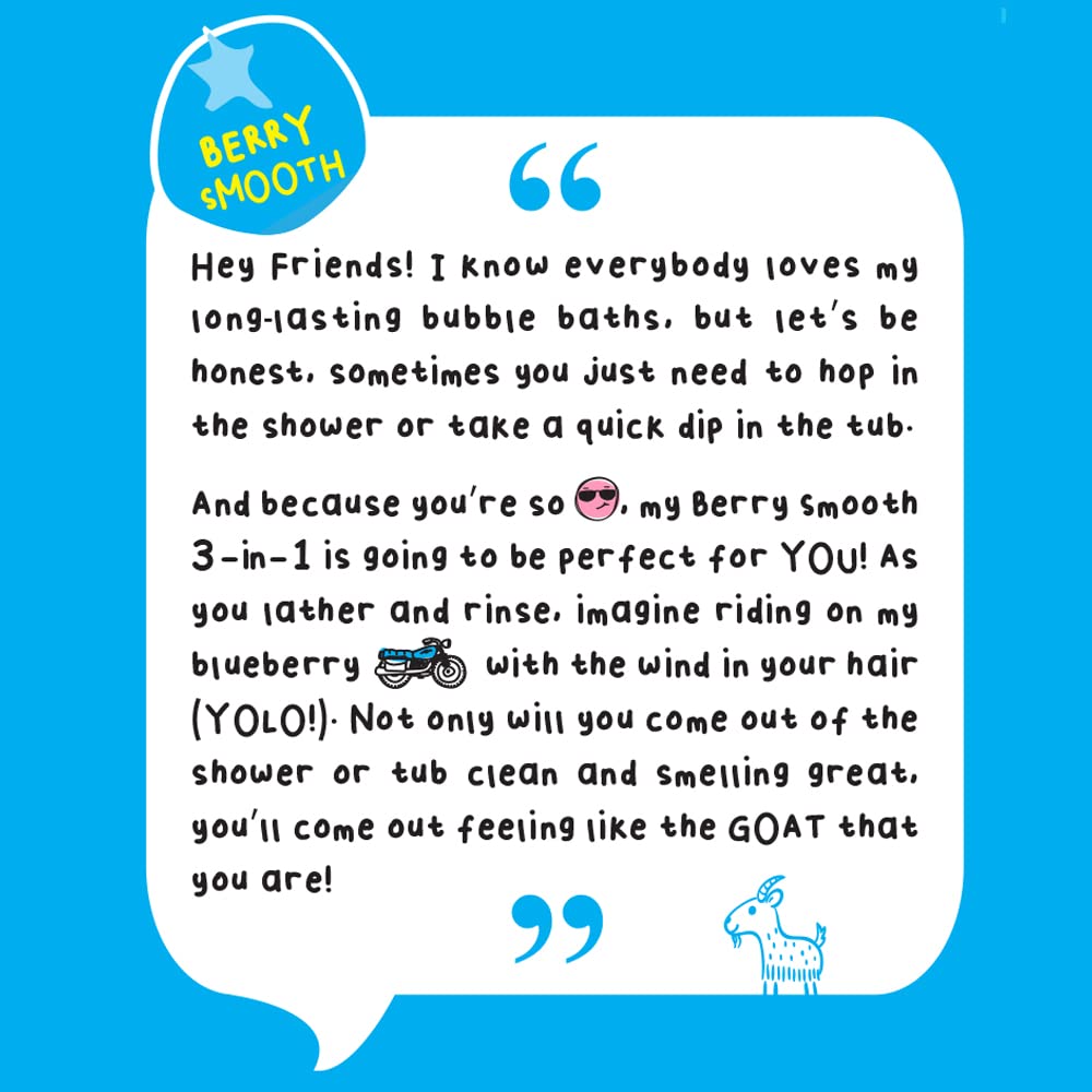 Mr. Bubble Berry Smooth 3in1 label shows Minnesota-made roots and recyclable packaging.