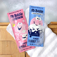 Mr. Bubble collectible retro design packaging adds vintage charm to bathtime rituals.