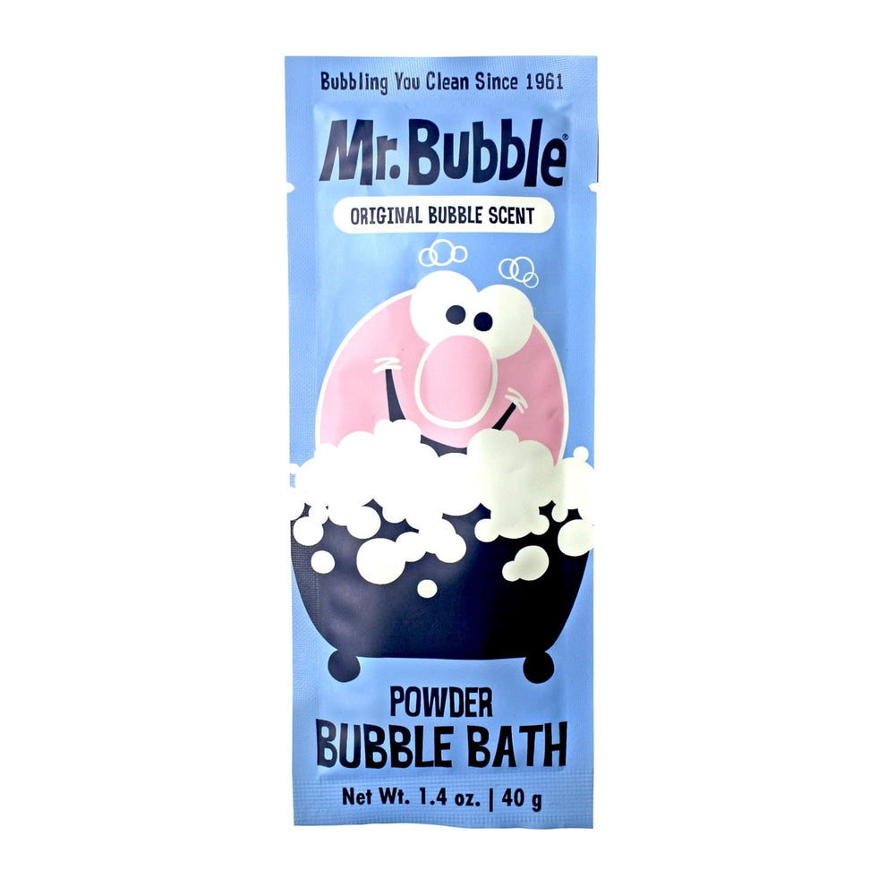 Mr. Bubble original bubble gum scent packet offers nostalgic bath fragrance.