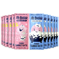 Mr. Bubble retro powder bubble bath pack with classic scent creates bubbly tub fun.