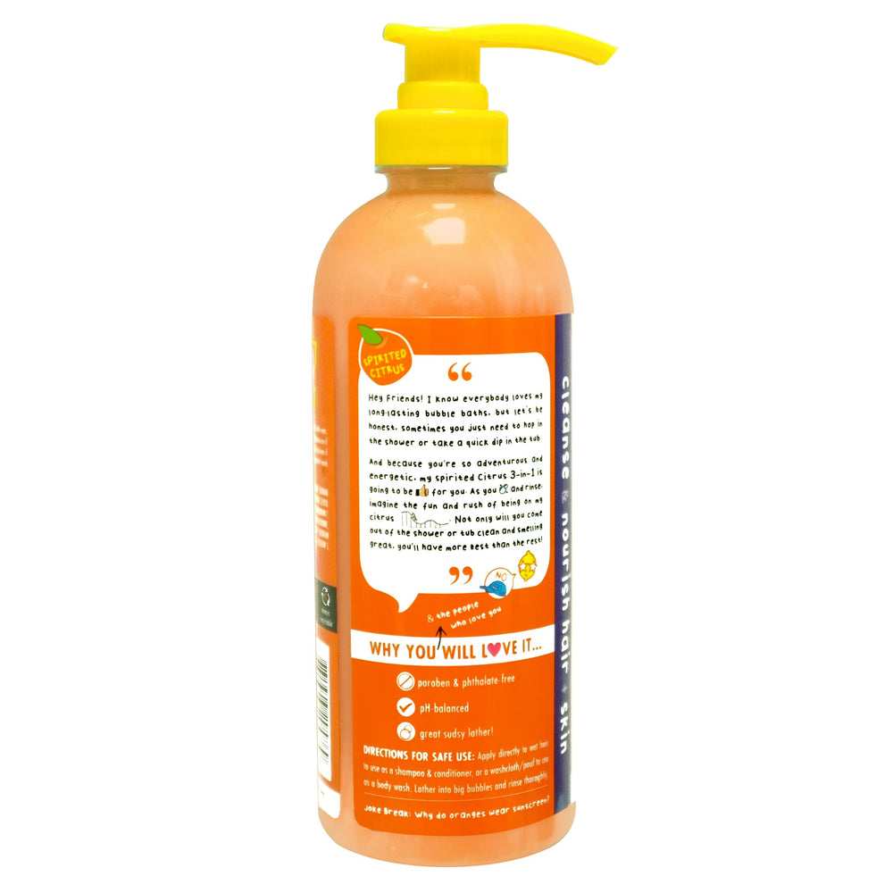 Mr. Bubble Spirited Citrus 3in1 lather highlighting easy shower time with kids.