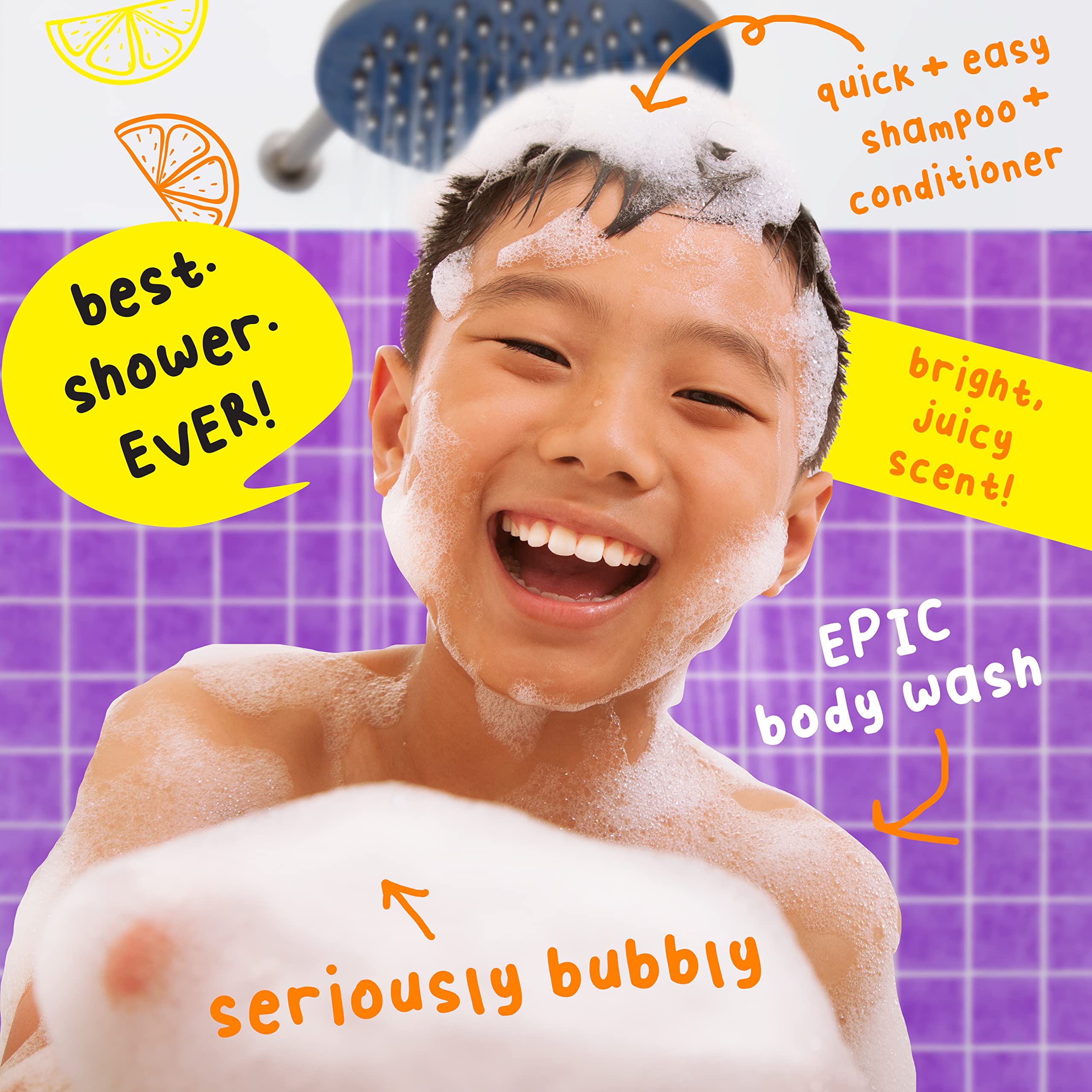 Mr. Bubble Spirited Citrus 3in1 recyclable bottle emphasizing sustainable packaging.