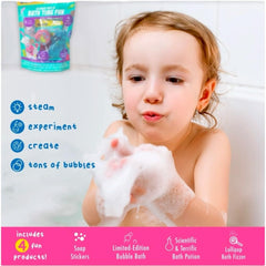 Mr Bubble Sweet Treats erupting bath potion sparks fizz for exciting tub moments.
