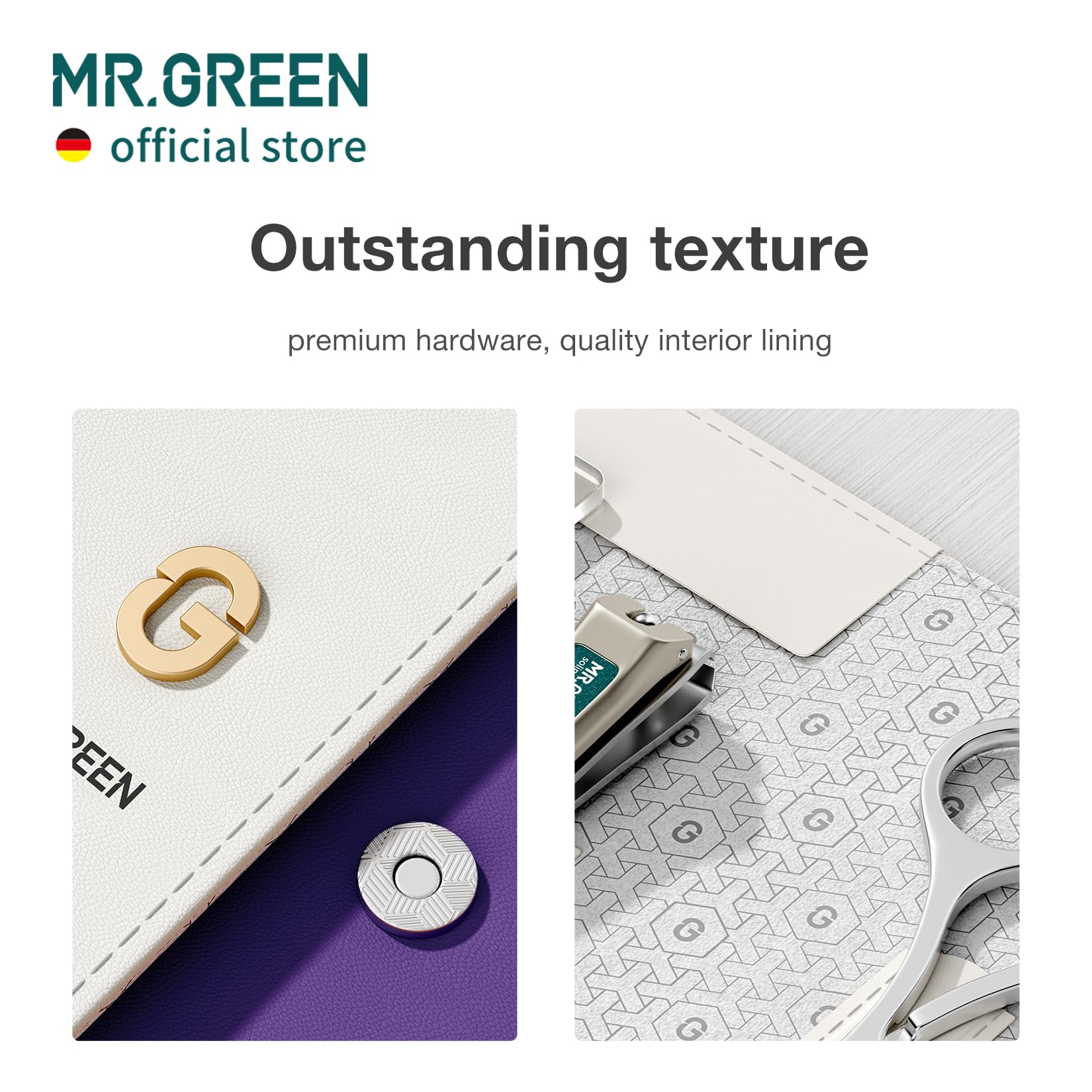 MR.GREEN PU leather case showcases contrast colors for elegant, organized travel.