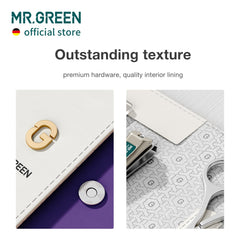 MR.GREEN PU leather case showcases contrast colors for elegant, organized travel.