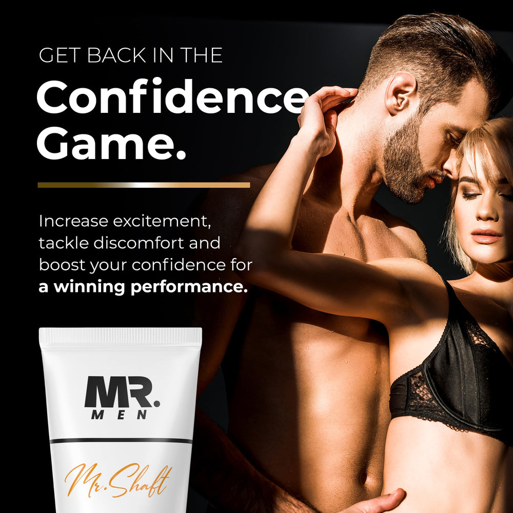 Mr. Men Premium Penile Cream jar close-up shows non-greasy formula absorbed quickly.