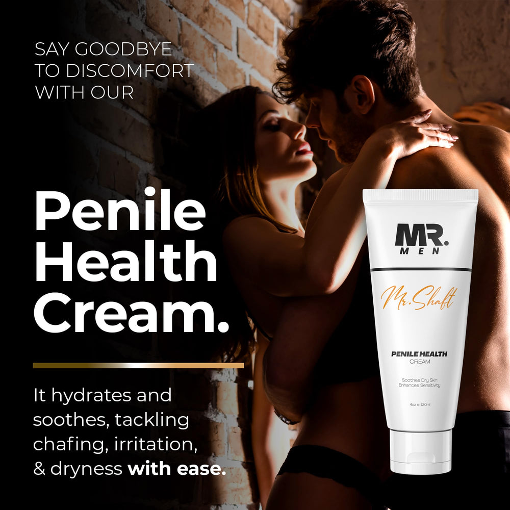 Mr. Men Premium Penile Cream packaging highlighting natural ingredients.