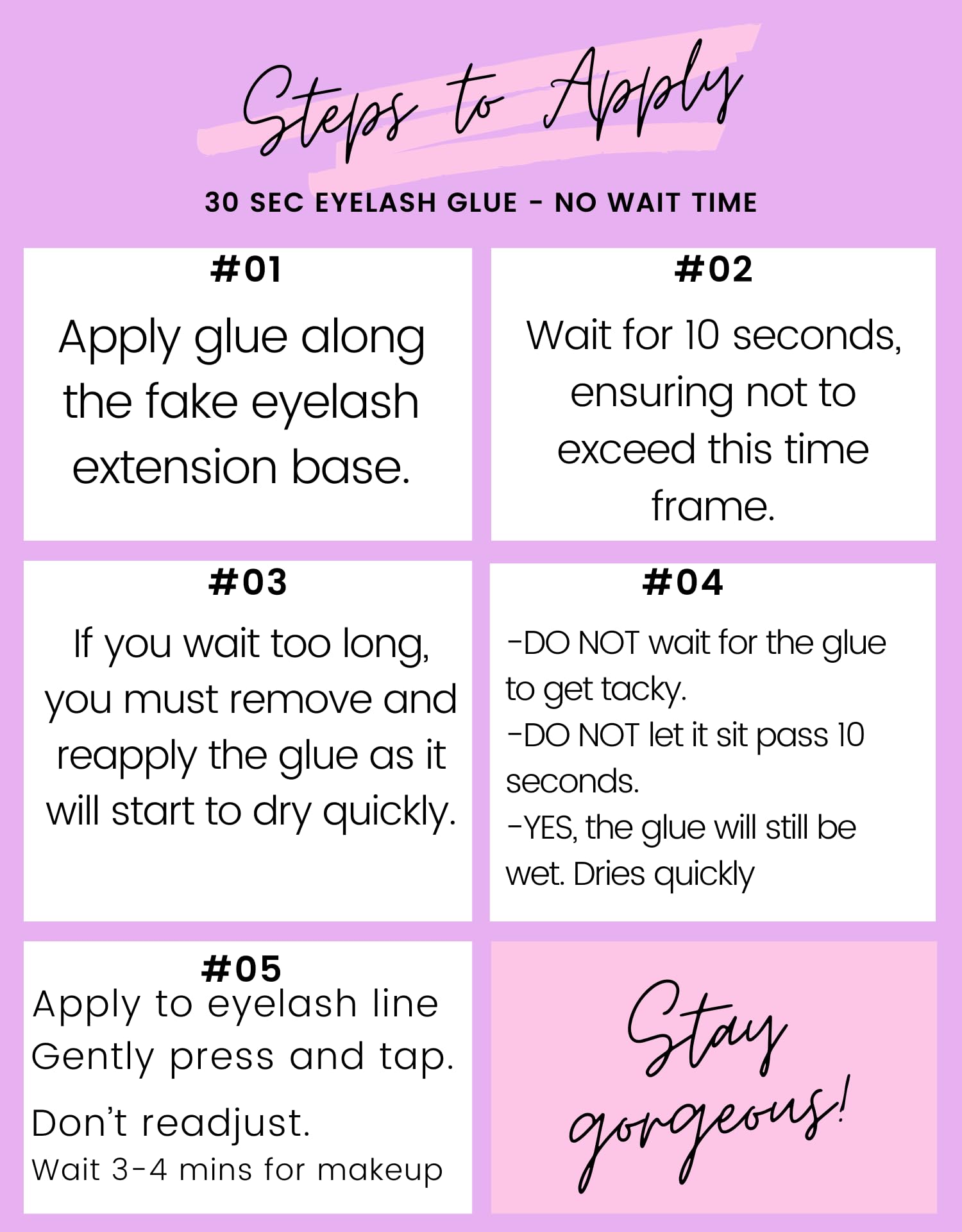 Minimal residue left after removal for clean lash cycles