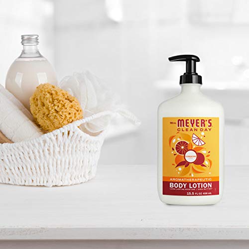 Mrs. Meyer's body lotion after shower leaves skin soft and refreshed.