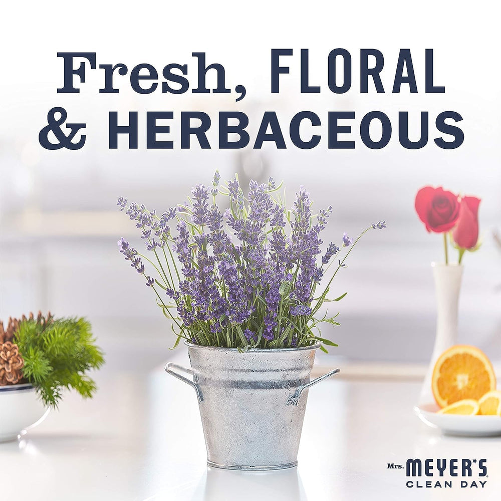 Mrs. MEYER'S Basil Lavender aroma in a garden-inspired setting.