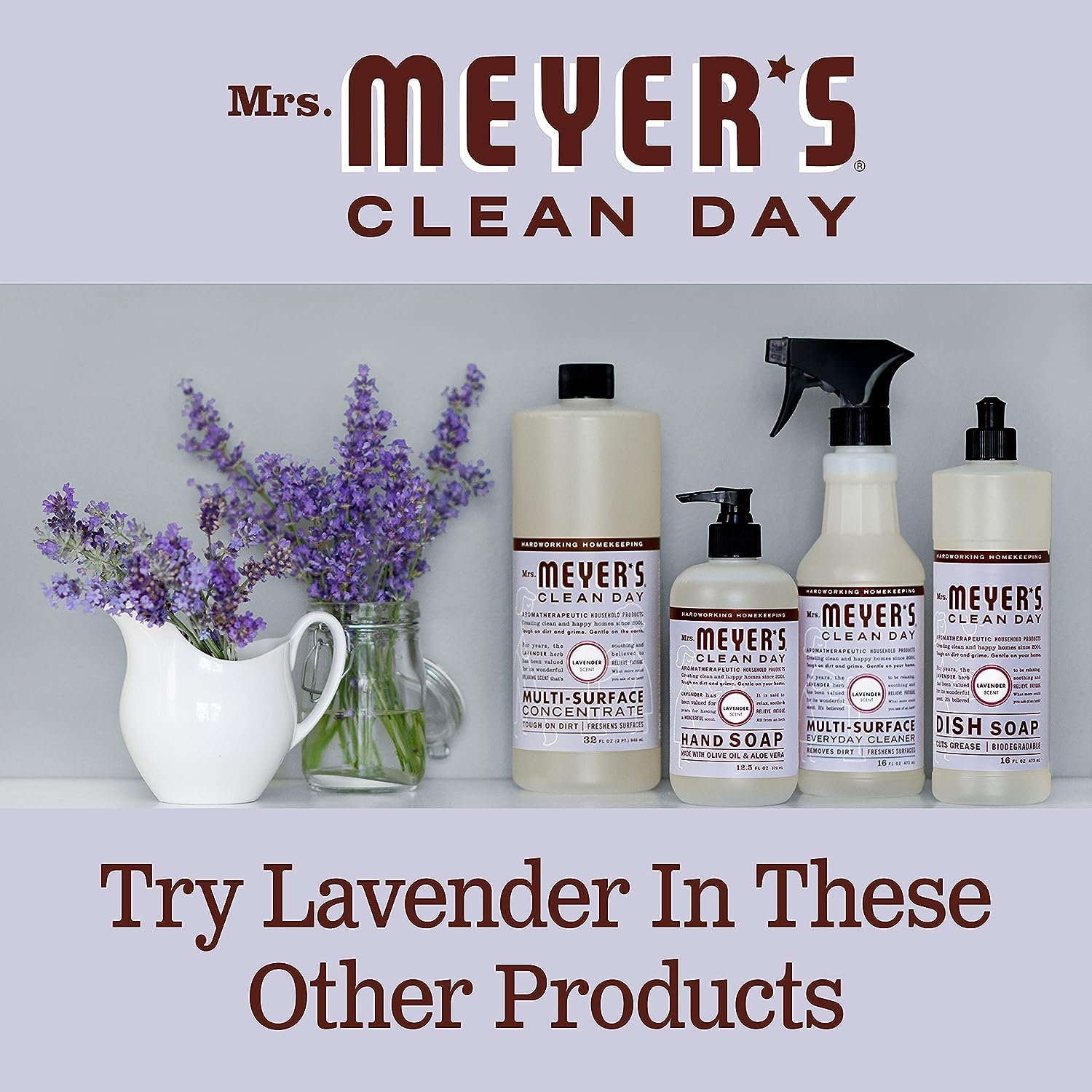 Mrs. MEYER'S Basil Lavender foaming lather on hands after washing.