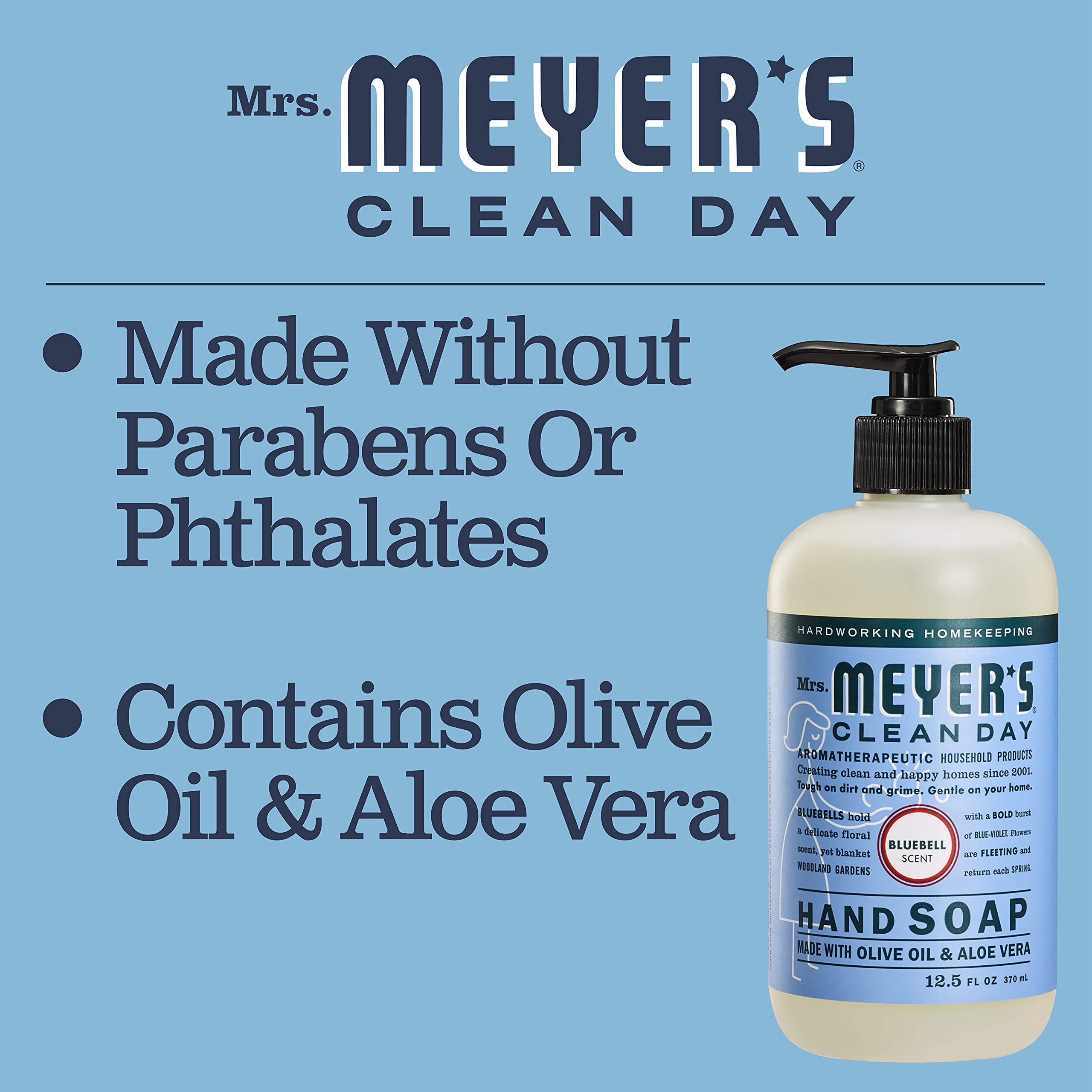Pack of 3 Mrs. Meyer's Bluebell hand soaps for shared spaces
