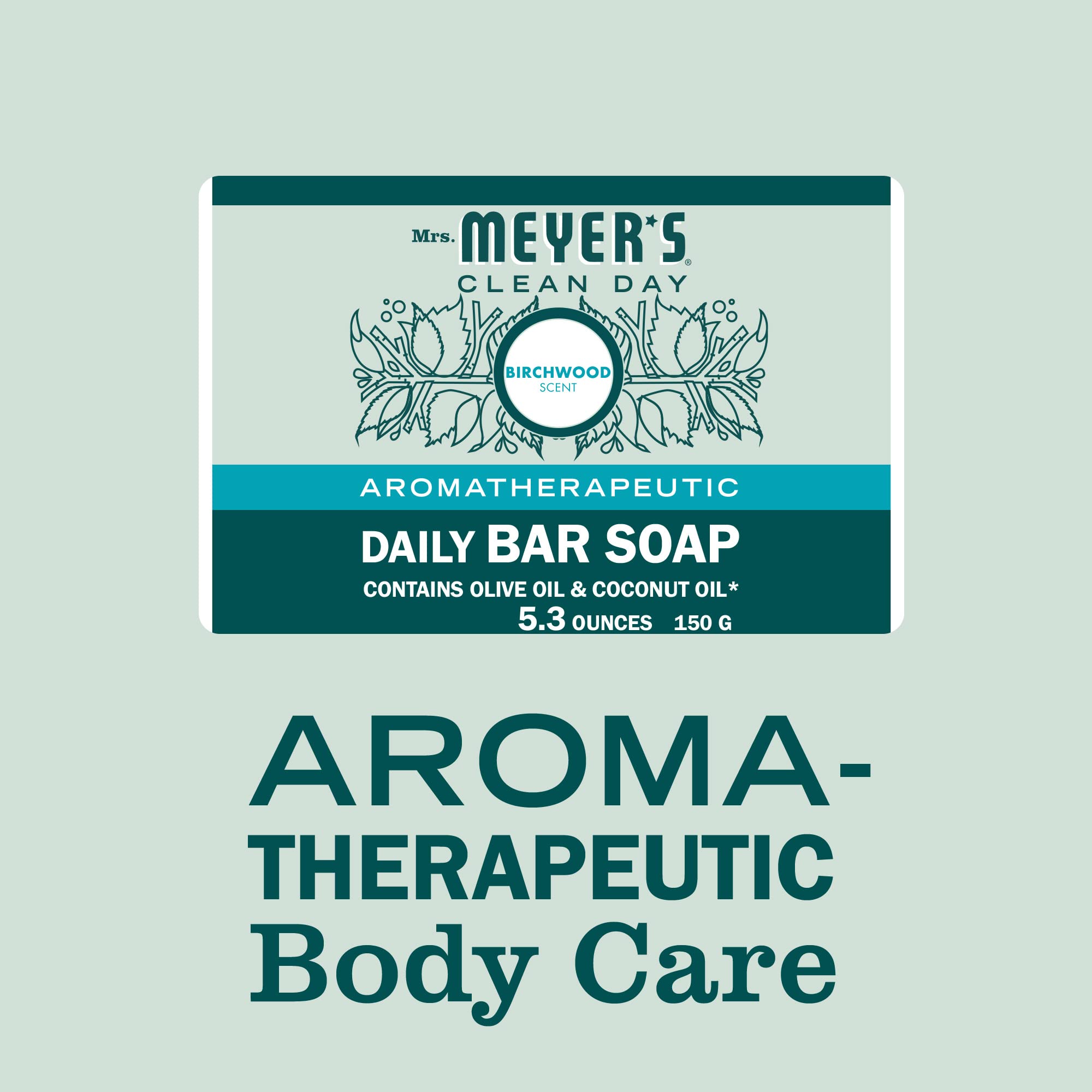 Mrs. Meyer's bar soap with almond and coconut oils for skin.