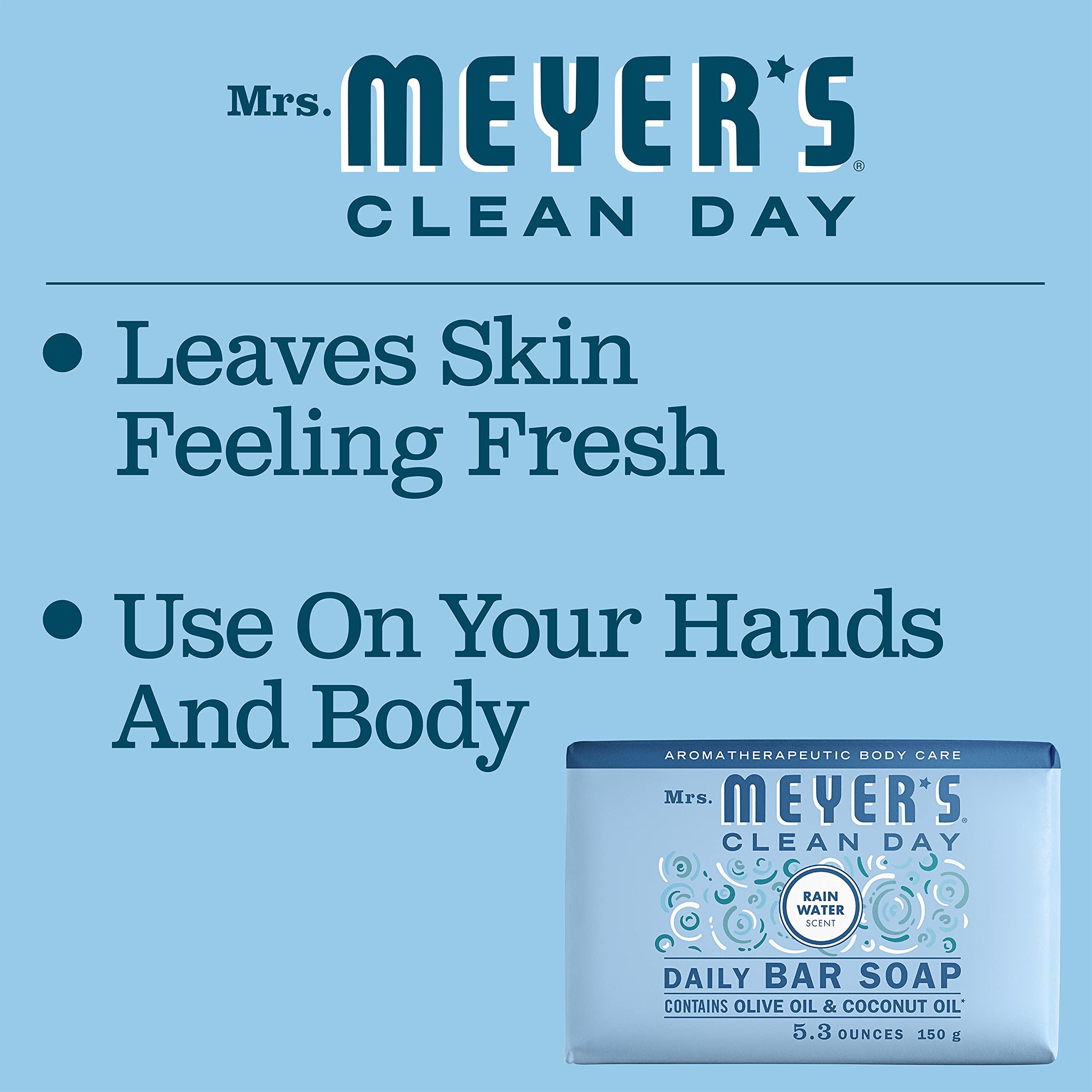 Pack of four Mrs. Meyer's bars with 100% post-consumer paper packaging.