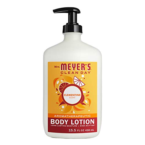 Mrs. Meyer's Clean Day Body Lotion bottle with Clementine scent for daily hydration.
