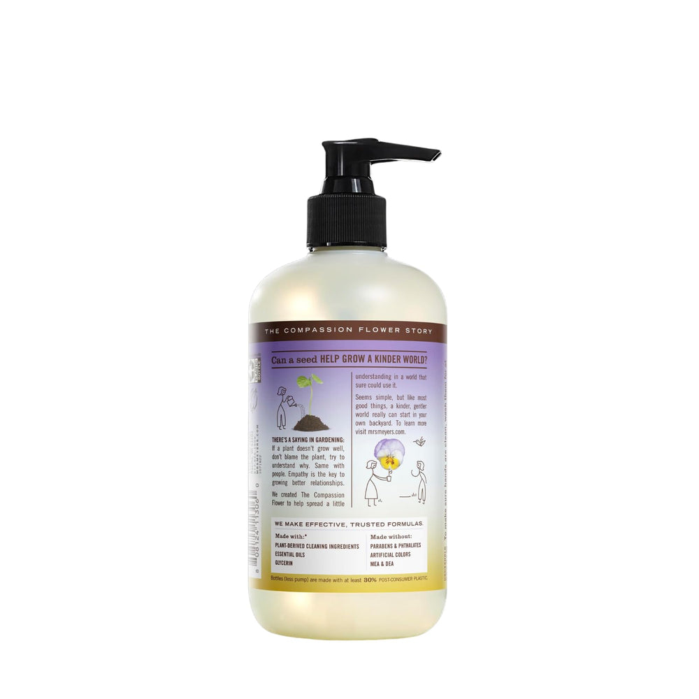 Mrs. Meyer's Clean Day bottle close-up shows sturdy pump for easy handwashing