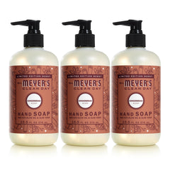 Mrs. Meyer's Gingerbread hand soap bottle highlighting festive scent and clean feel