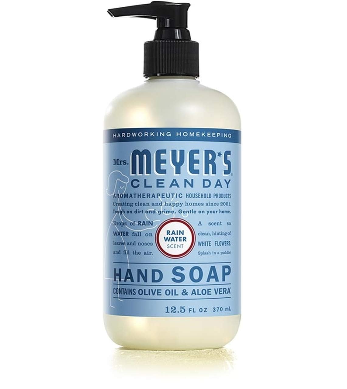 Mrs. Meyer's Clean Day Oat Blossom hand soap bottle suggests gentle care with moisture-friendly feel.