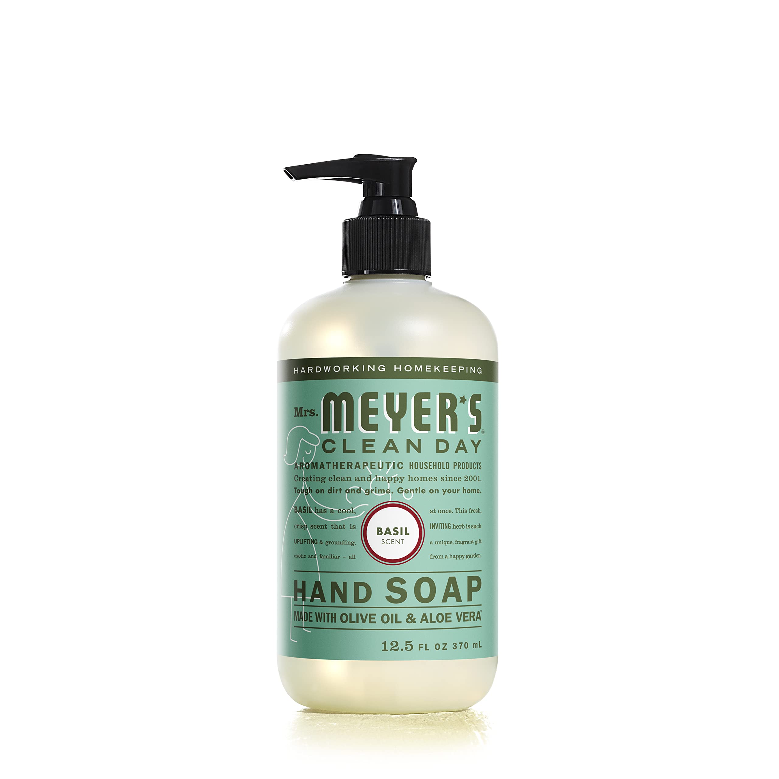Mrs. Meyer's Clean Day Honeysuckle hand soap bottle conveys sweet garden scent for daily use