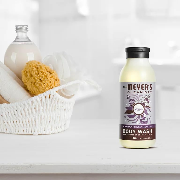 Mrs. Meyer's Clean Day Lavender body wash aloe and flaxseed oils for skin softness