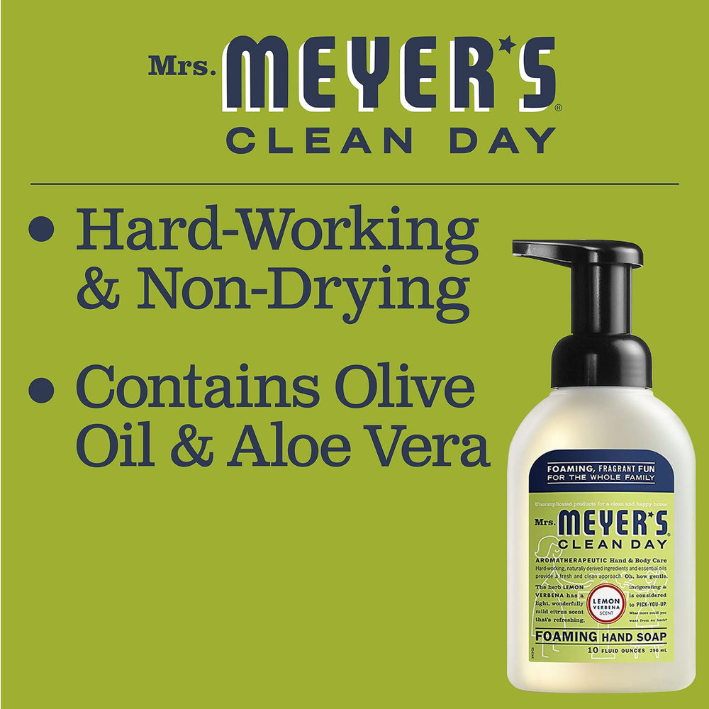 Mrs. Meyer's Lemon Verbena bottle ideal for kitchen or bathroom hand washing.