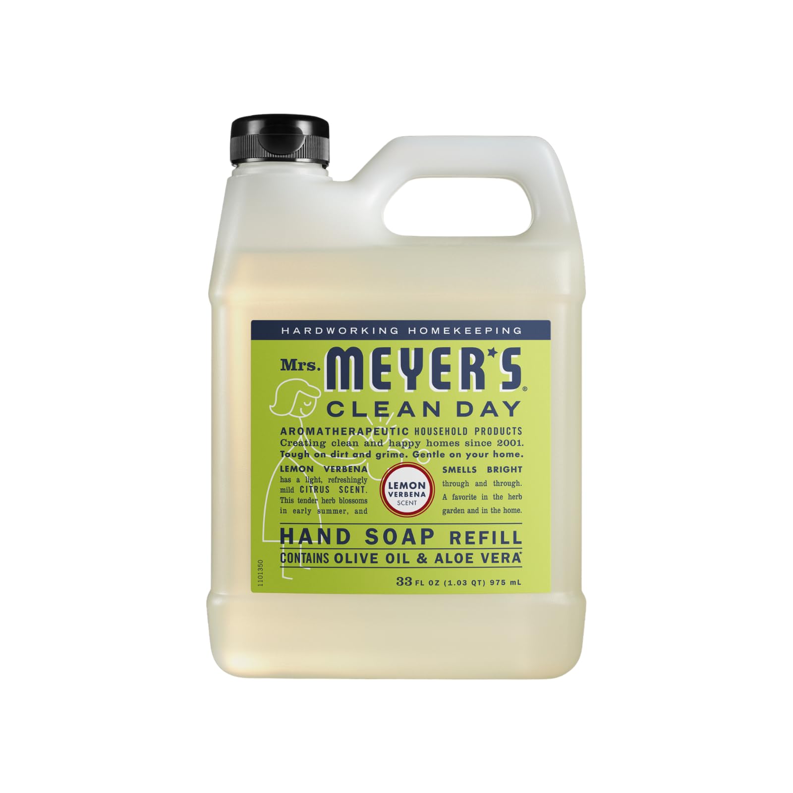 Mrs. Meyer's label close-up indicates paraben-free, phthalate-free ingredients.