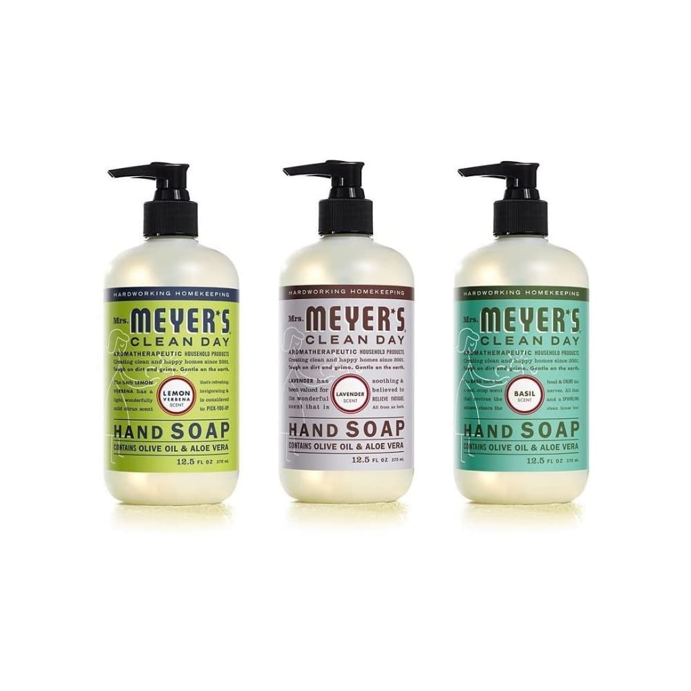 Mrs. Meyer's Clean Day Lemon Verbena hand soap pump bottle for a refreshed wash