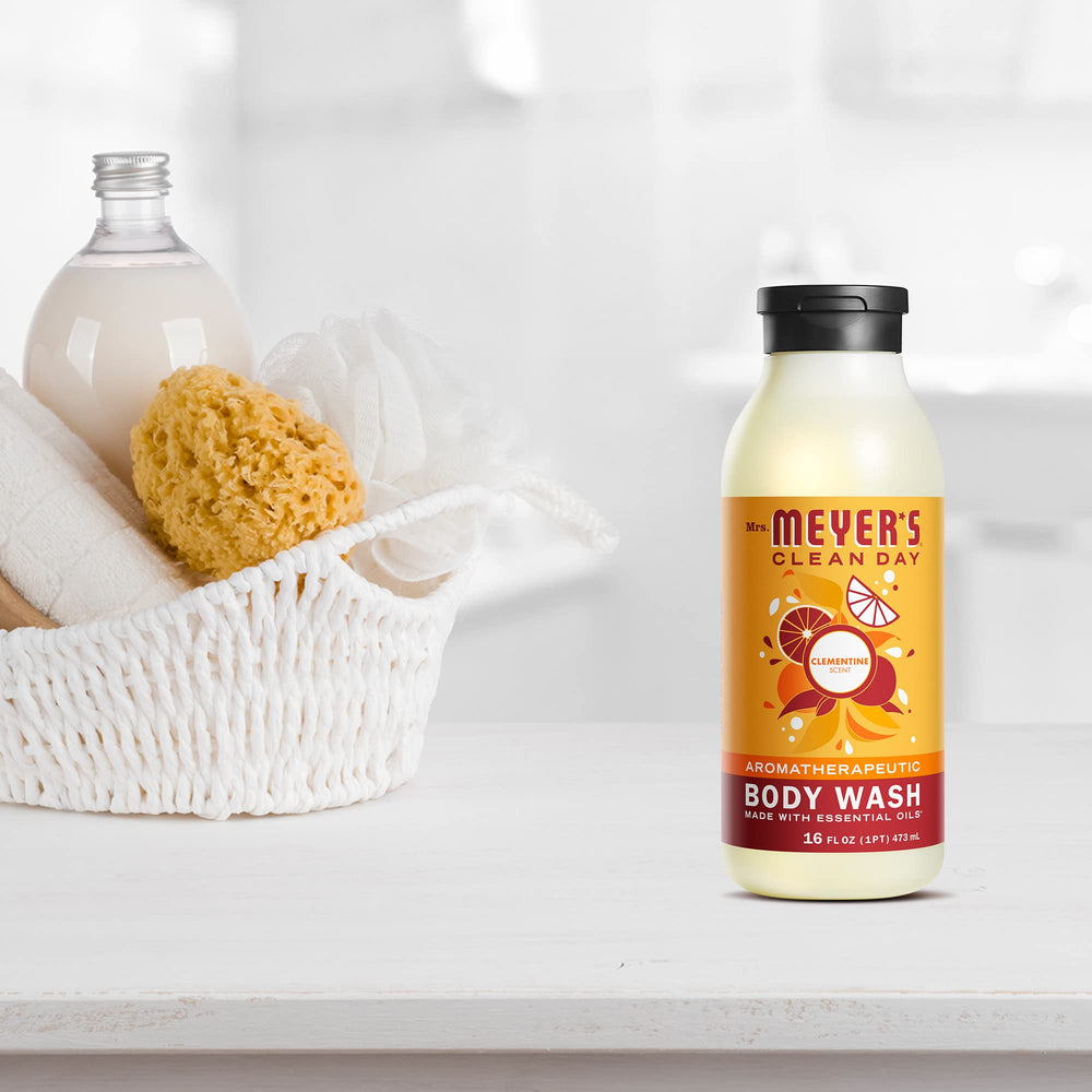 Sulfate-free formula of Mrs. Meyer's Clementine body wash for gentle cleansing