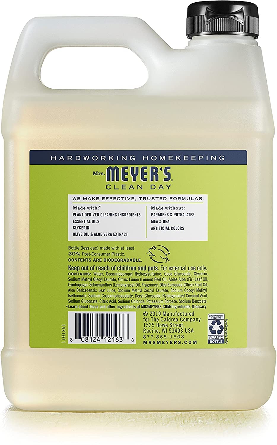 Mrs Meyer's Clean Day packaging back view highlights thoughtful packaging design