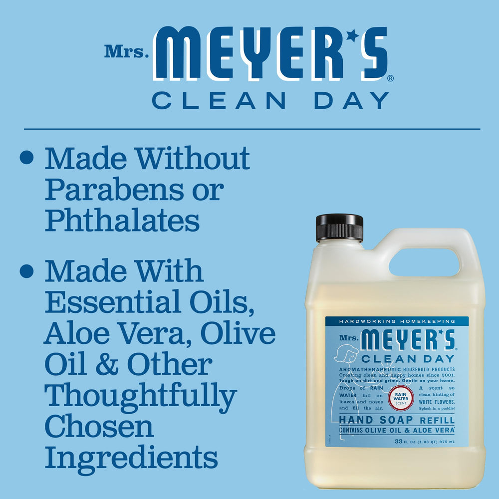 Mrs. Meyer's Clean Day Rainwater hand with foam demonstrates gentle cleansing.