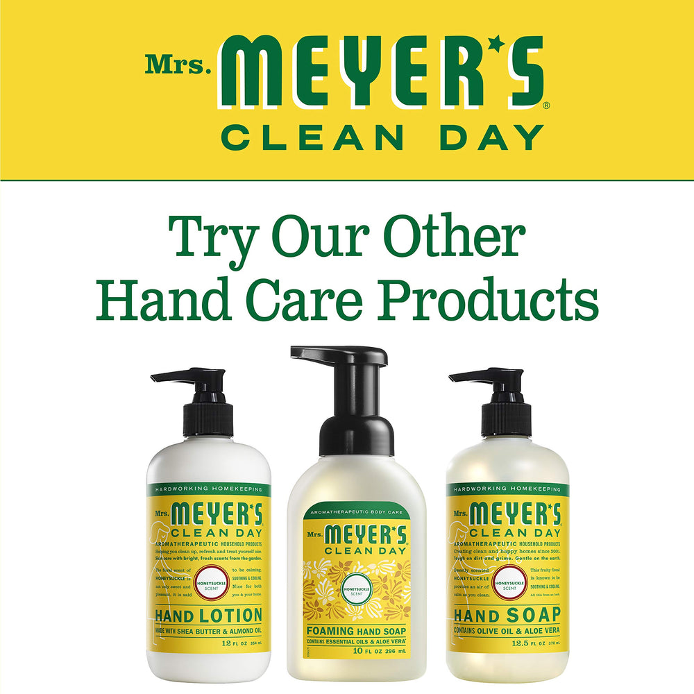 Leaping Bunny cruelty-free certification on Mrs. Meyer's lotion packaging.