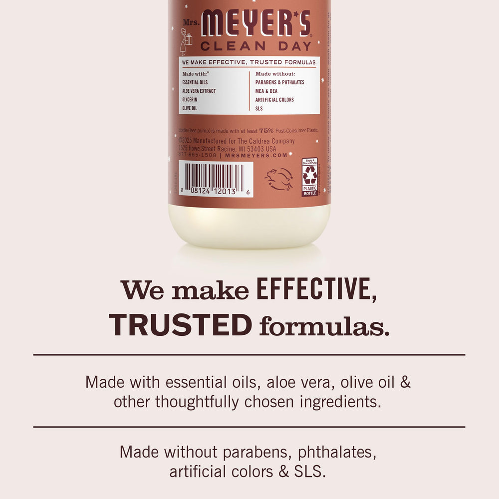 In-hand use of Mrs. Meyer's Gingerbread hand soap during daily routines keeps hands clean