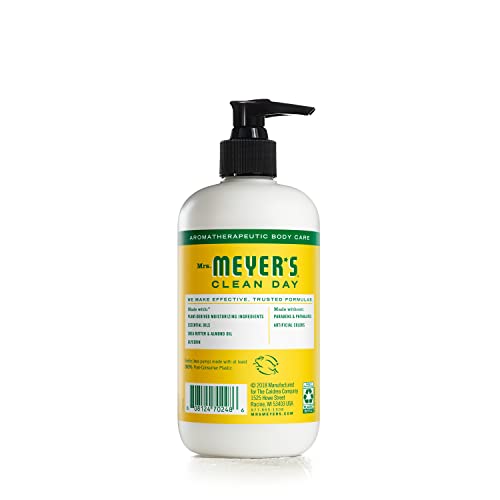 Close-up of the Honeysuckle hand lotion pump highlighting fast-absorb formula.