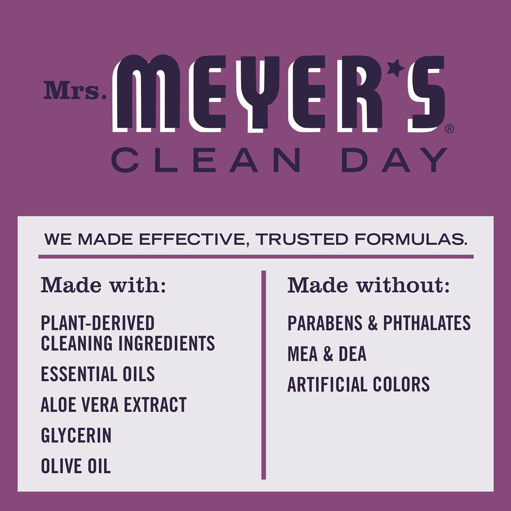 Cruelty-free badge visible on Mrs. Meyer's Plum Berry packaging