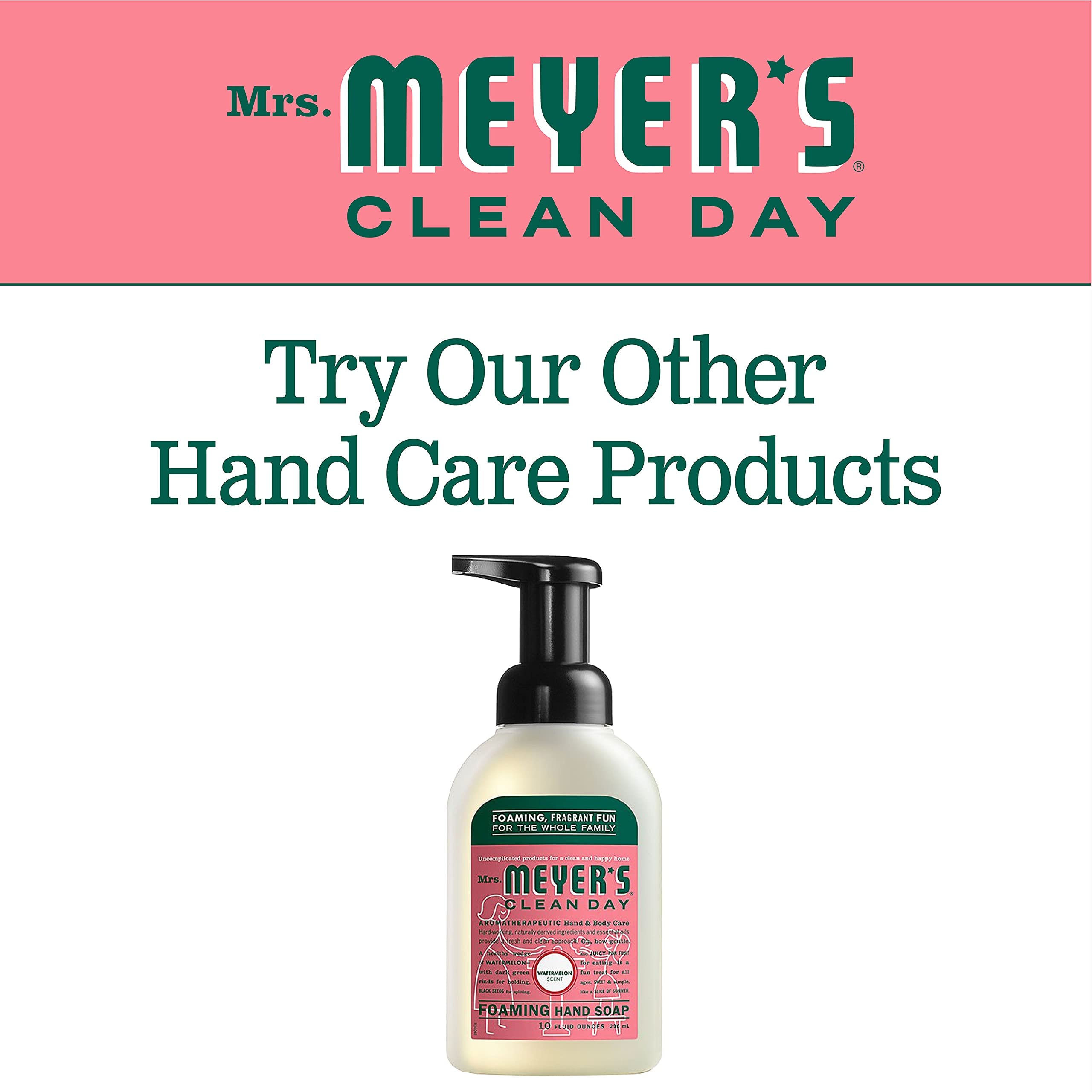 Easy-dispense pump on Mrs. Meyer's Watermelon foaming hand soap.