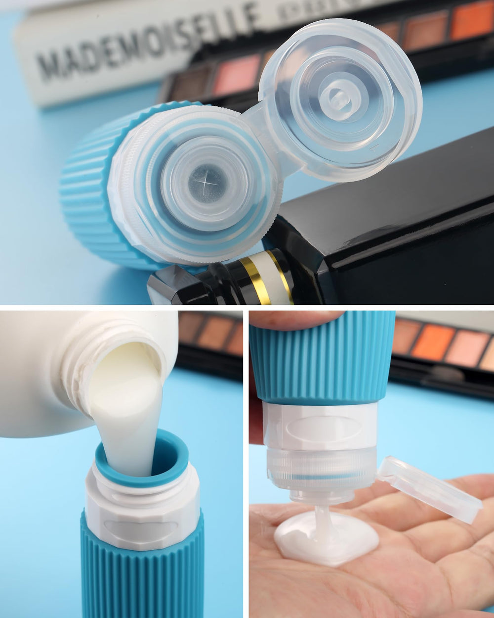 Mrsdry silicone cream jars keep thicker creams safely sealed during flights.